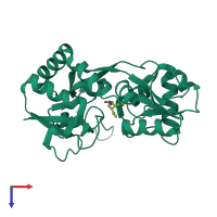 PDB entry 3kfm coloured by chain, top view.