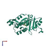 PDB entry 3ki3 coloured by chain, top view.