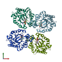 PDB entry 3krz coloured by chain, front view.
