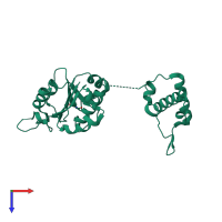 PDB entry 3ky7 coloured by chain, top view.