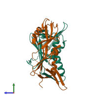 PDB entry 3l10 coloured by chain, side view.
