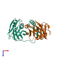 PDB entry 3l10 coloured by chain, top view.
