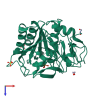 PDB entry 3l1k coloured by chain, top view.