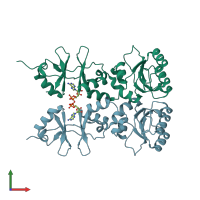 PDB entry 3l2b coloured by chain, front view.