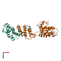 PDB entry 3l2o coloured by chain, top view.