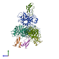 PDB entry 3l33 coloured by chain, side view.