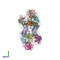 PDB entry 3l3o coloured by chain, side view.