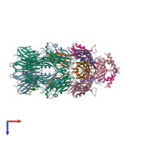 PDB entry 3l3o coloured by chain, top view.
