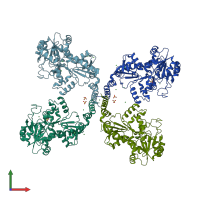 PDB entry 3l7j coloured by chain, front view.