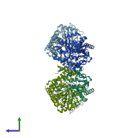 PDB entry 3l7j coloured by chain, side view.