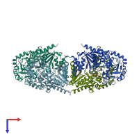 PDB entry 3l7k coloured by chain, top view.