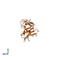 Tumor necrosis factor, soluble form in PDB entry 3l9j, assembly 1, side view.