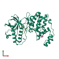 PDB entry 3lfb coloured by chain, front view.