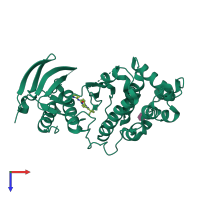 PDB entry 3lfb coloured by chain, top view.