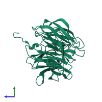 PDB entry 3li4 coloured by chain, side view.