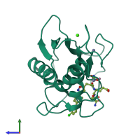 PDB entry 3lil coloured by chain, side view.