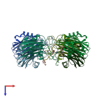 PDB entry 3lim coloured by chain, top view.