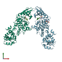 PDB entry 3lj2 coloured by chain, front view.