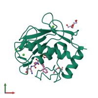 PDB entry 3ljg coloured by chain, front view.