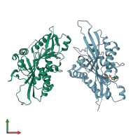 PDB entry 3lre coloured by chain, front view.