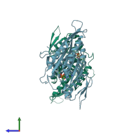 PDB entry 3lre coloured by chain, side view.