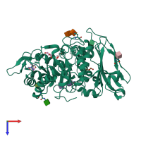 PDB entry 3lrk coloured by chain, top view.