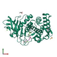 PDB entry 3ls7 coloured by chain, front view.