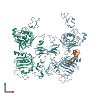 PDB entry 3ltg coloured by chain, front view.