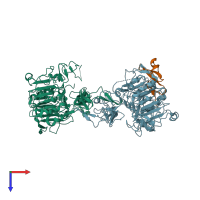 PDB entry 3ltg coloured by chain, top view.