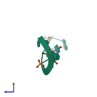 PDB entry 3ltu coloured by chain, side view.