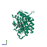 PDB entry 3lxk coloured by chain, side view.