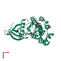 PDB entry 3lxk coloured by chain, top view.