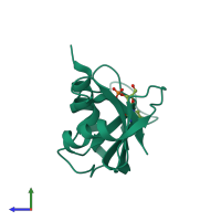 PDB entry 3lxo coloured by chain, side view.