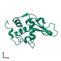 PDB entry 3lz2 coloured by chain, front view.