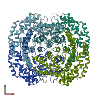 PDB entry 3m0y coloured by chain, front view.