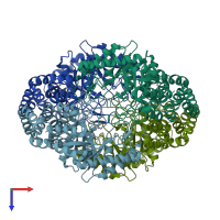 PDB entry 3m0y coloured by chain, top view.