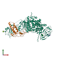 PDB entry 3m1c coloured by chain, front view.