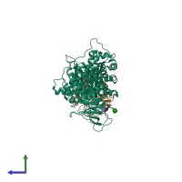 PDB entry 3m1c coloured by chain, side view.