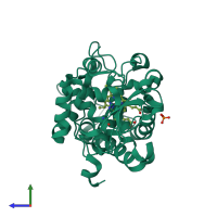 PDB entry 3m2f coloured by chain, side view.