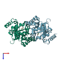 PDB entry 3m43 coloured by chain, top view.