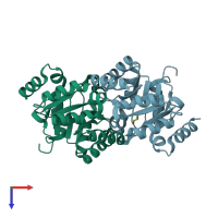 PDB entry 3m44 coloured by chain, top view.