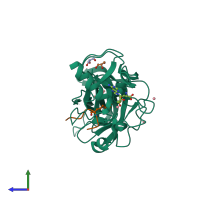 PDB entry 3m59 coloured by chain, side view.