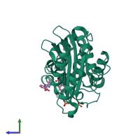 PDB entry 3m6h coloured by chain, side view.