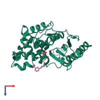 PDB entry 3m6h coloured by chain, top view.