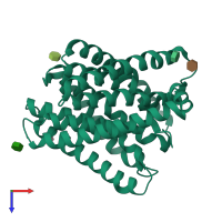 PDB entry 3m72 coloured by chain, top view.