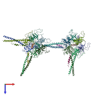 PDB entry 3m9d coloured by chain, top view.