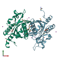 PDB entry 3mcw coloured by chain, front view.