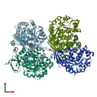 PDB entry 3mdw coloured by chain, front view.