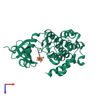 PDB entry 3mfu coloured by chain, top view.