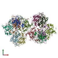 PDB entry 3mi5 coloured by chain, front view.